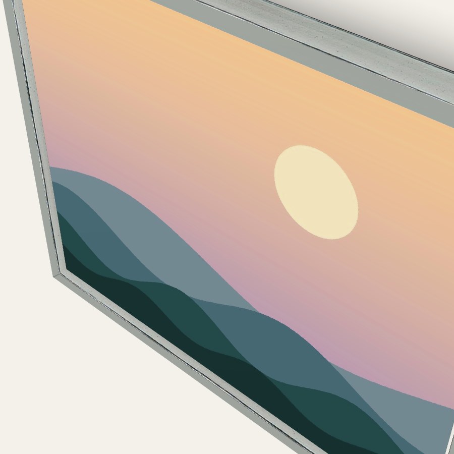 Close view of the gap between the canvas and the floater frame