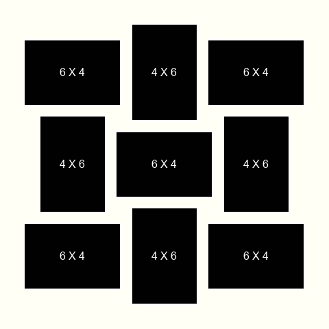 4 X 6 inch Photos X 9