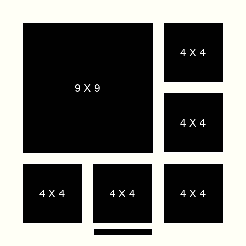 9 X 9 inch Photo X 1 / 4 X 4 inch Photos X 5 with Title Box