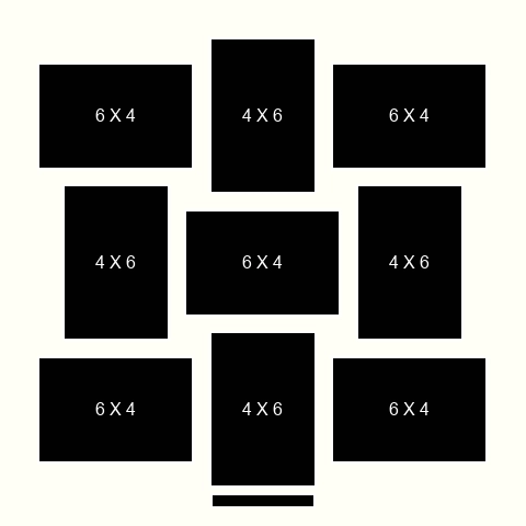 4 X 6 inch Photos X 9 with Title Box