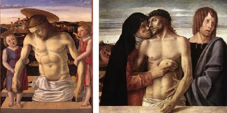 Dead Christ Supported by Two Angels and Dead Christ Supported by Mary and Saint John Evangelista by Giovanni Bellini 