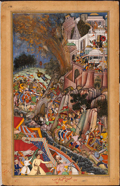 Miskina and Sarwan�s �Akarbarnama: Mines Exploding During the Siege of Chitor� (1590 � 1595).