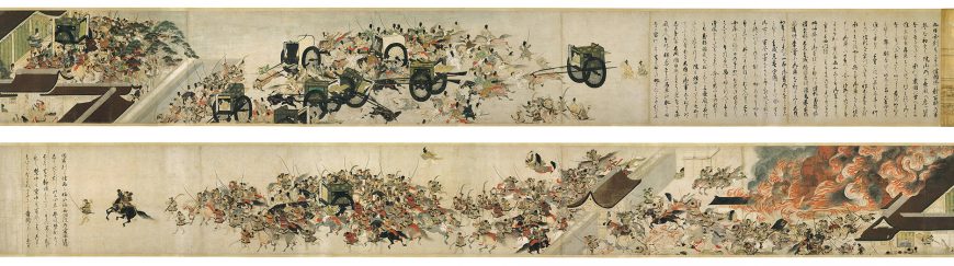 Left: �Night Attack on the Sanj� Palace� (the right side, above, is viewed first from right to left, then the left side below is similarly viewed from right to left).