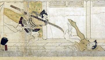 Above: Typically-visceral violence in �Night Attack on the Sanj� Palace�.