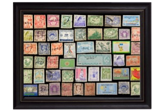 picture frame with stamps