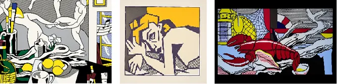 One thing that Roy Lichtenstein wasnt was a one-trick pony. On the left is his Pompidou Centre. Then remember his origins as a cubist? And Beyond.