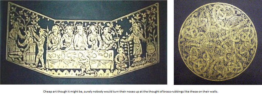 Cheap art in the form of brass rubbings