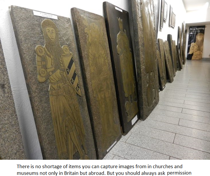 Capturing images for brass rubbings from churches