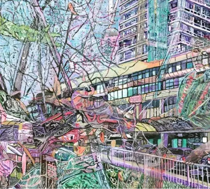 , �Friendship is the Best Medicine� and featuring the Royal Free Hospital, can easily require the viewer to pause for a double-take. Addressing a theme very relevant to the artist, it demonstrates that Oliver is capable of constructing surreal compositions.