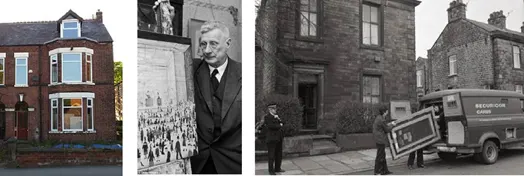 
Lowry, centre, flanked by the homes he grew up in (see left) and later chose to inhabit (see right) until his death.
