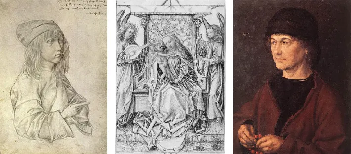 D�rer�s self-portrait at 13; his �Madonna with Musical Angels� when he was 16, and his dad when he was 21.  