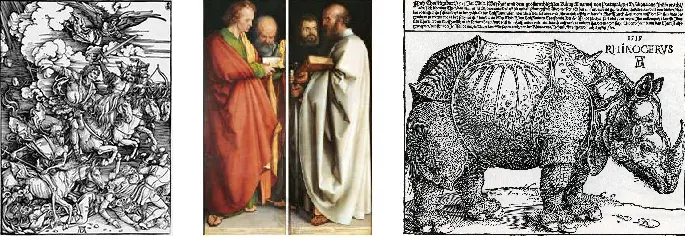 Versatility. A woodcut �Apocalypse�. A painting �Four Apostles�. And an engraving �Rhinoceros�.