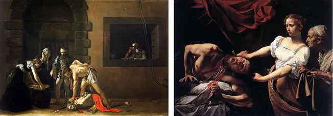 Caravaggio appears to have been obsessed with creating grotesque scenes. On the left is �The Beheading of Saint John�. On the right is �Judith Beheading Holofernes�. Arguably there is a clear link between what he painted and his love of participation in violence, something that perpetually got him into serious trouble.