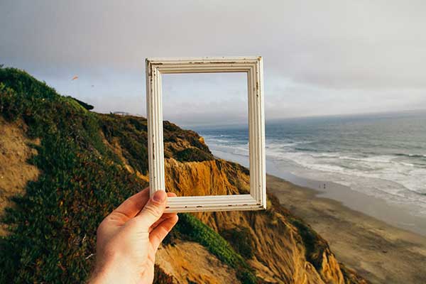 picture frame in sunset