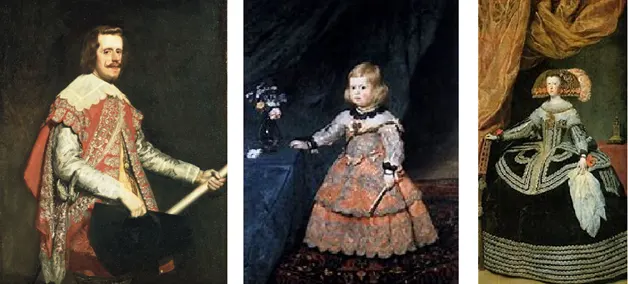 Vel�zquez frequently painted members of the Spanish royal family. Here is Philip IV with his wife Queen Mariana and, centre, their daughter Princess Margarita Teresa.