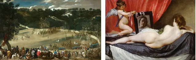 Proof that Vel�zquez didn�t just paint heads. Here is Philip IV hunting wild boar and a Venus, the only surviving nude that he painted.