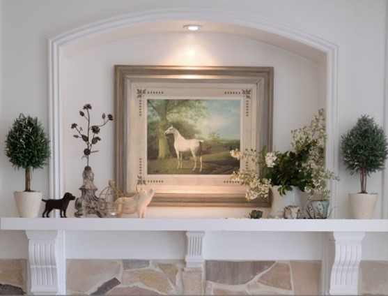 Framed picture on Mantel piece